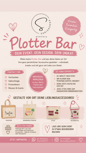 Sarisashop Plottery | PlotterBar f&uuml;r eure G&auml;ste, (Gast-)Geschenke Stromberg, Kontaktbild